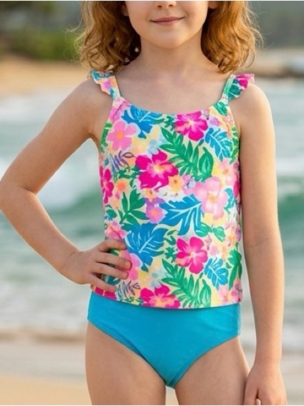 Cat & Jack Floral-Accent Girls Tankini (9)